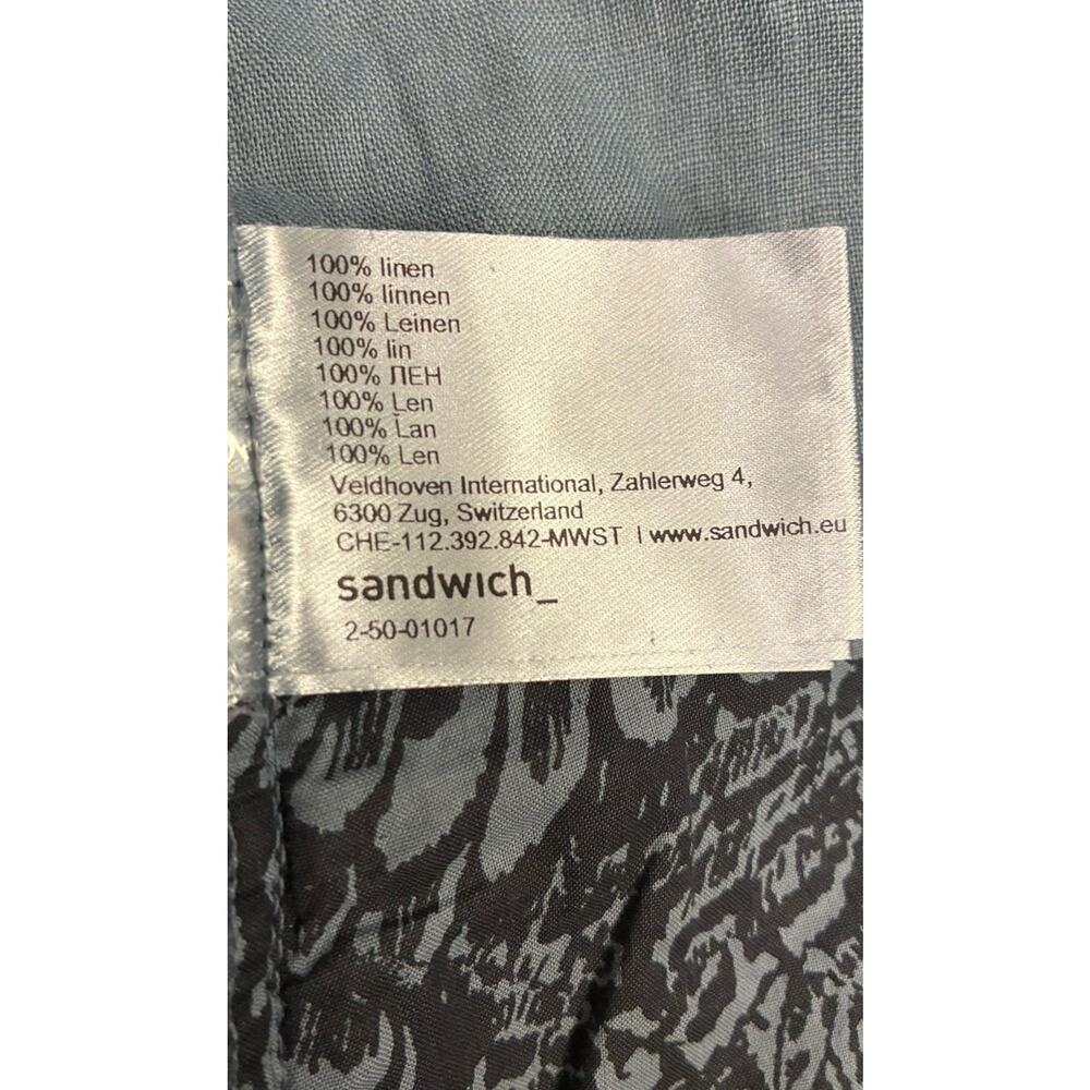 Sandwich Women’s Blue 100% Linen Moto Jacket - Size 40 (US 8/M) Quilted Detail - Picture 6 of 9